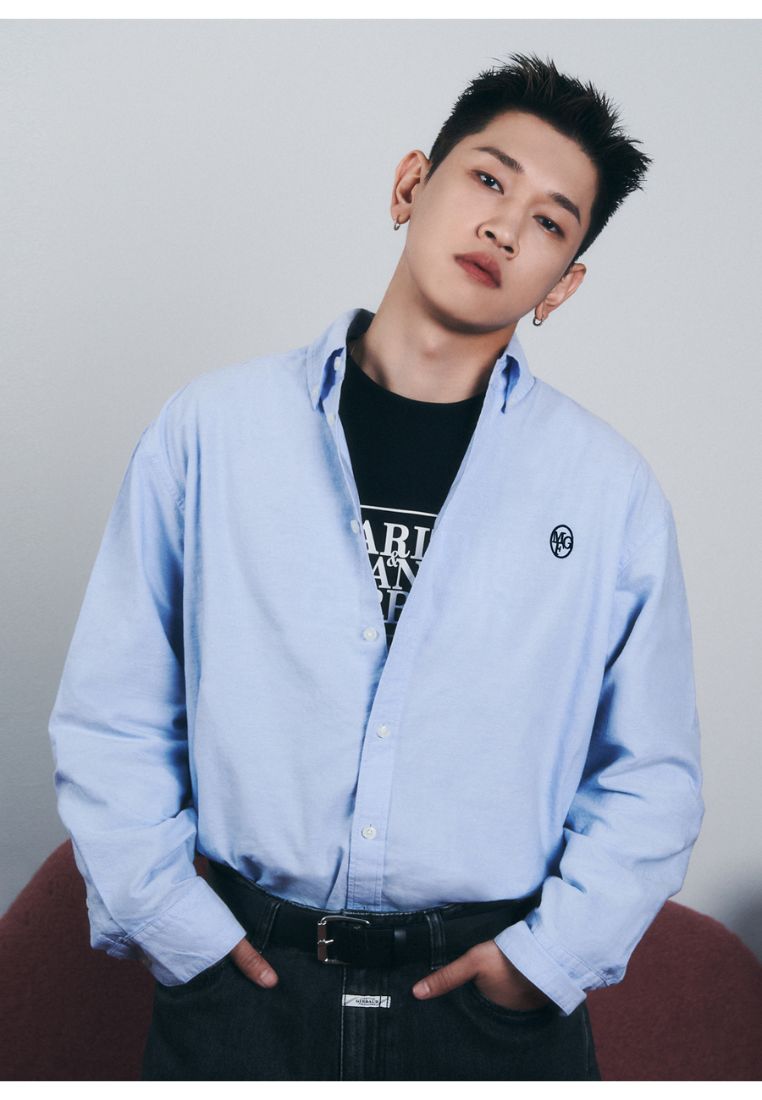 Embroidery Oxford Shirt Sky Blue