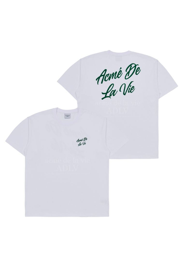 Script Logo Printing Short Sleeve T-Shirt White