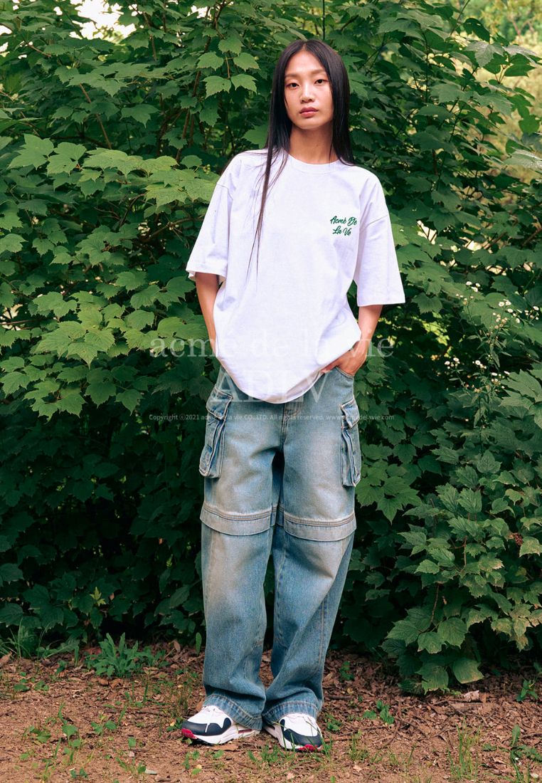 Script Logo Printing Short Sleeve T-Shirt White