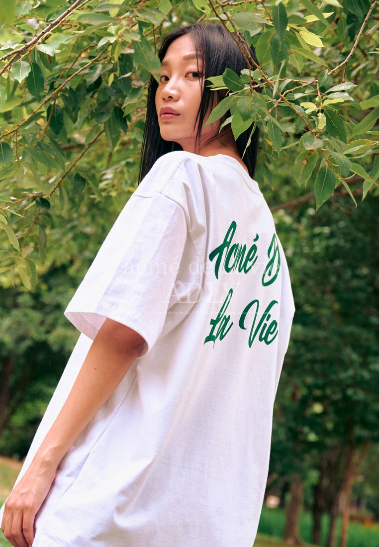 Script Logo Printing Short Sleeve T-Shirt White