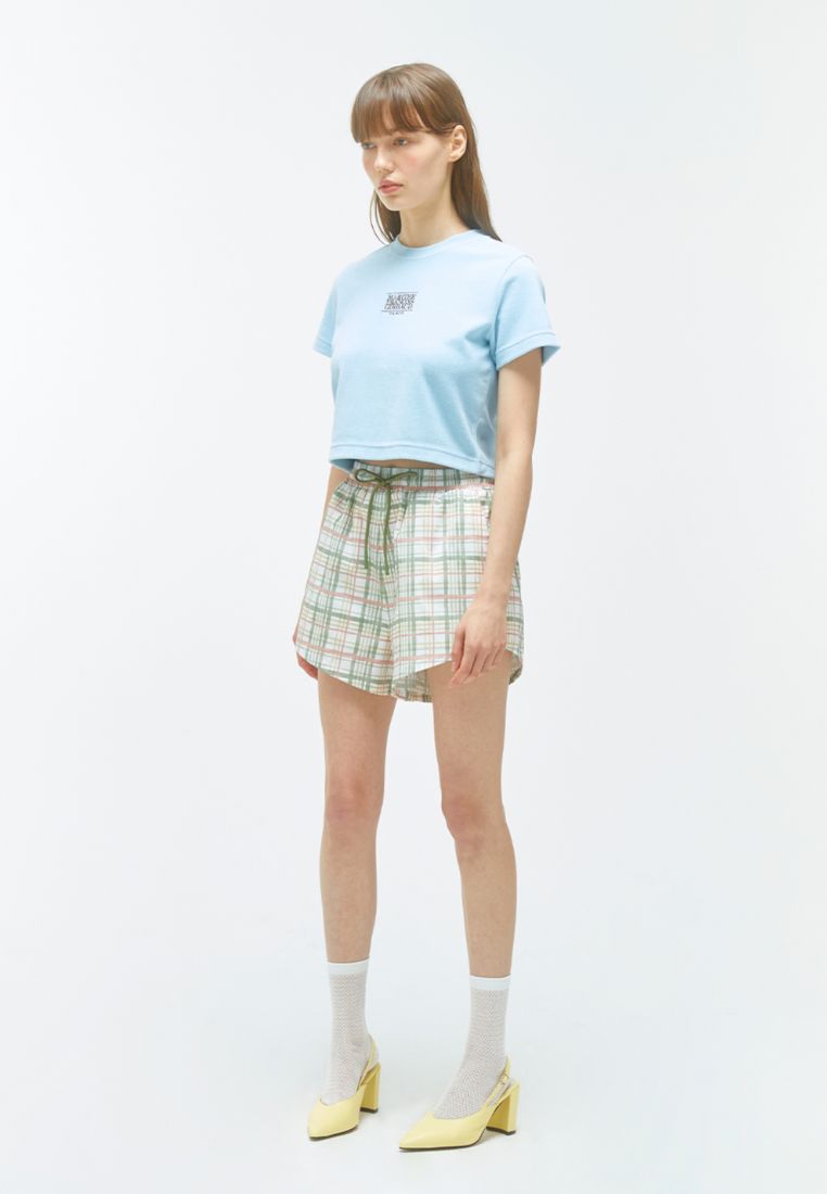 W CLASSIC LOGO Terry Crop Tee Sky Blue