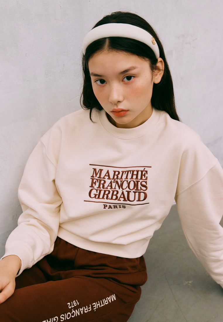 W Classic Logo Crop Sweatshirt Ivory