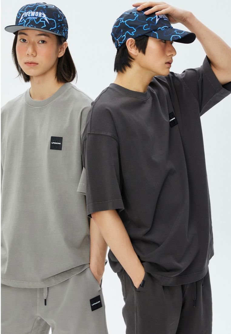 Square Wappen Pigment T-Shirt Charcoal Grey