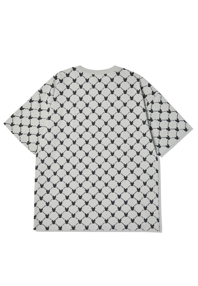 Monogram Pattern T-Shirt Light Grey