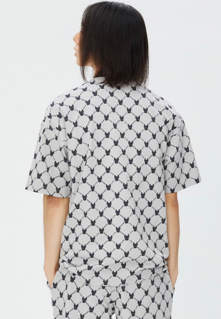 Monogram Pattern T-Shirt Light Grey
