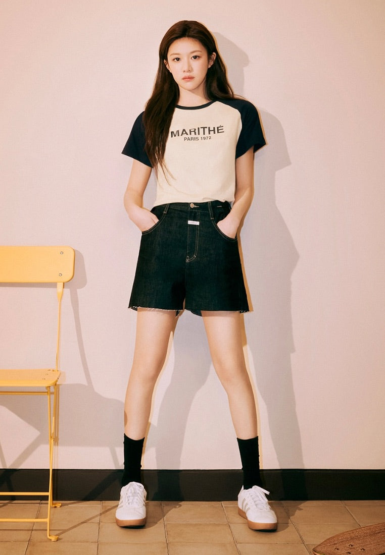 W Raglan Regular Logo Tee Navy