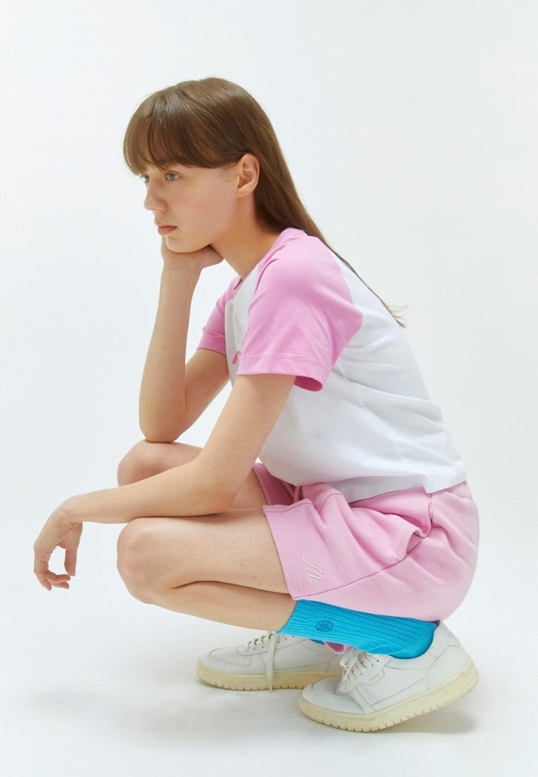 W Raglan Regular Logo Tee Pink