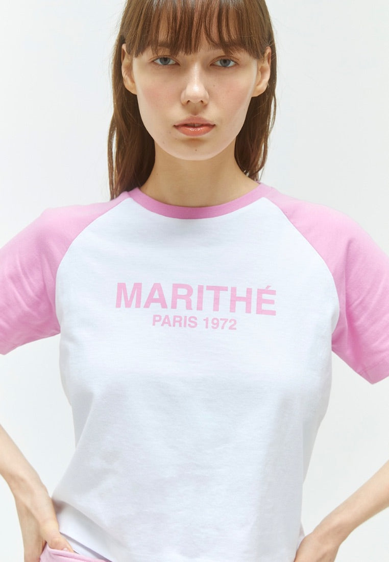 W Raglan Regular Logo Tee Pink