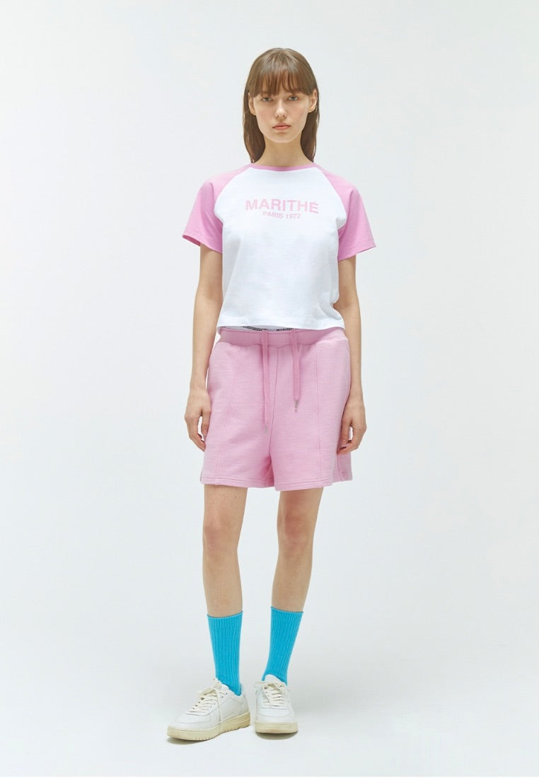 W Raglan Regular Logo Tee Pink