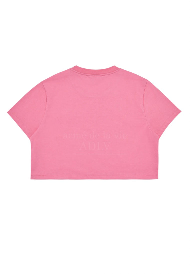 Circle Wappen Crop Short Sleeve T-Shirt Pink