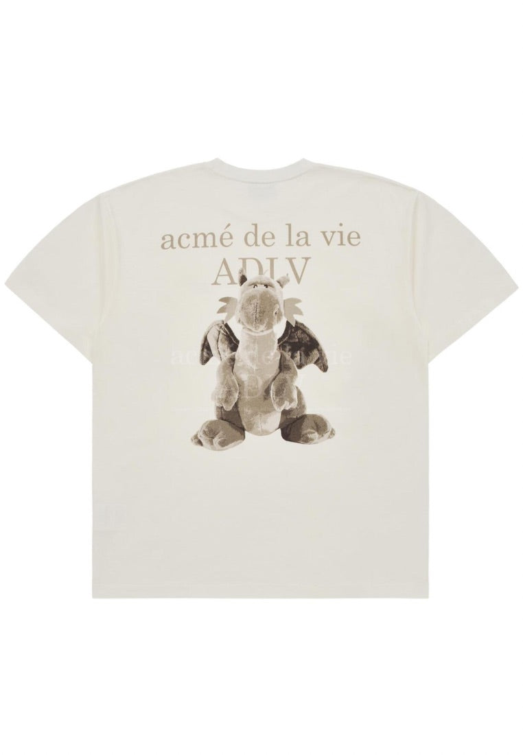 Fuzzy Dragon Artwork Short Sleeve T-Shirt Cream