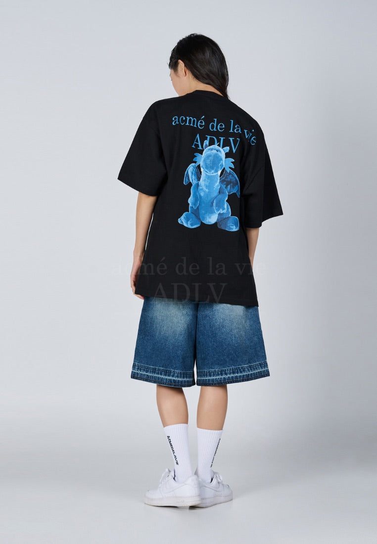 Fuzzy Dragon Artwork Short Sleeve T-Shirt Black