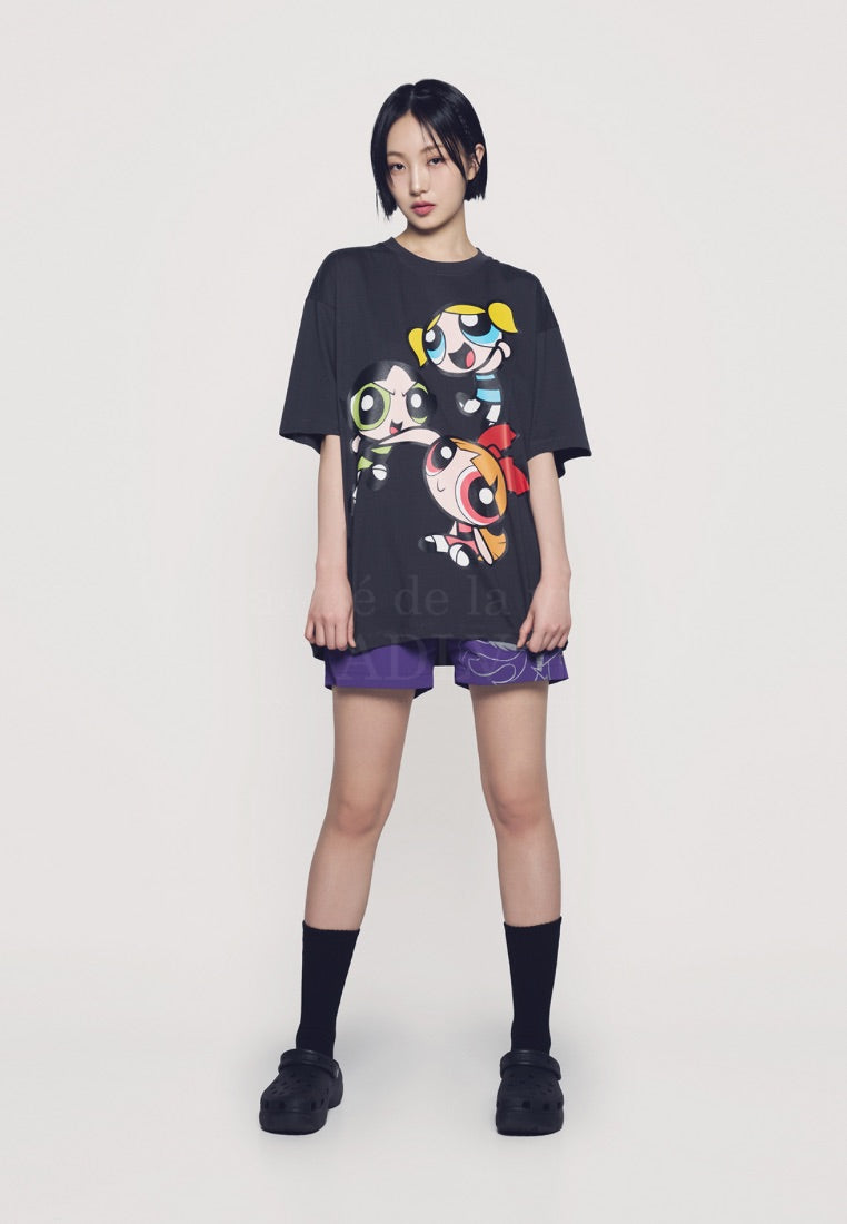 The Powerpuff Girls x Acmedelavie Big Printing Artwork T-Shirts Charcoal