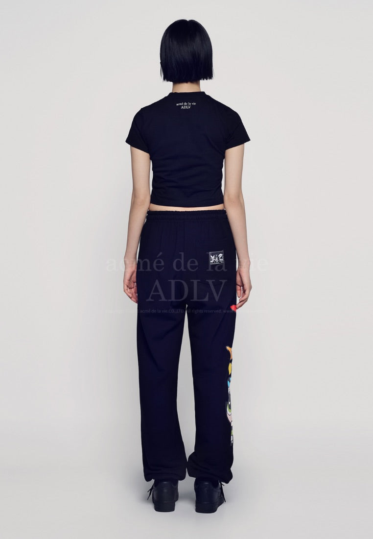 The Powerpuff Girls x Acmedelavie Gradient Curlylogo Crop T-Shirts Black