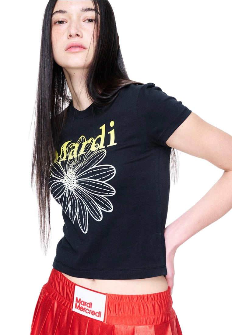 Cropped Tshirt FlowerMardi Gradation Black Yellow