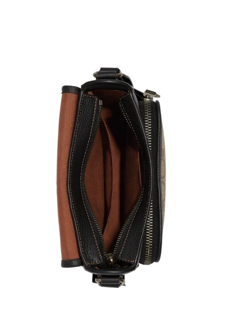 Sullivan Flap Crossbody In Blocked Signature Canvas Khaki Charcoal