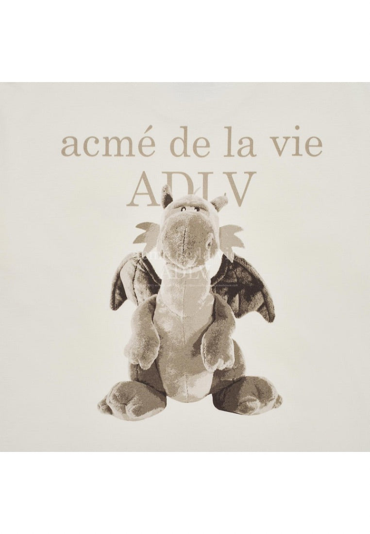 Fuzzy Dragon Artwork Short Sleeve T-Shirt Cream