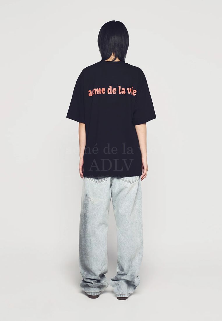 Scream Boy Lettering Baby Face Short Sleeve T-Shirt Black
