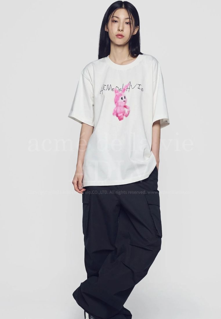 Retro Rabbit Short Sleeve T-Shirt Cream