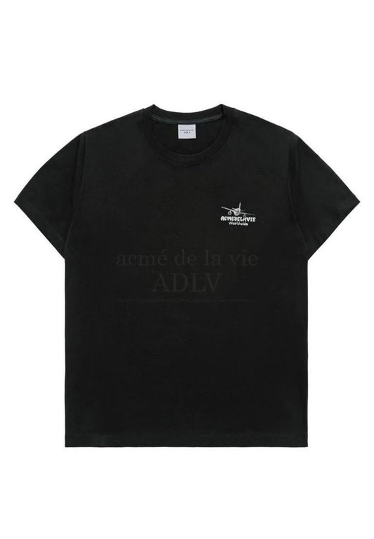 World Wide Airplane Bear Artwork Short Sleeve T-Shirt Black