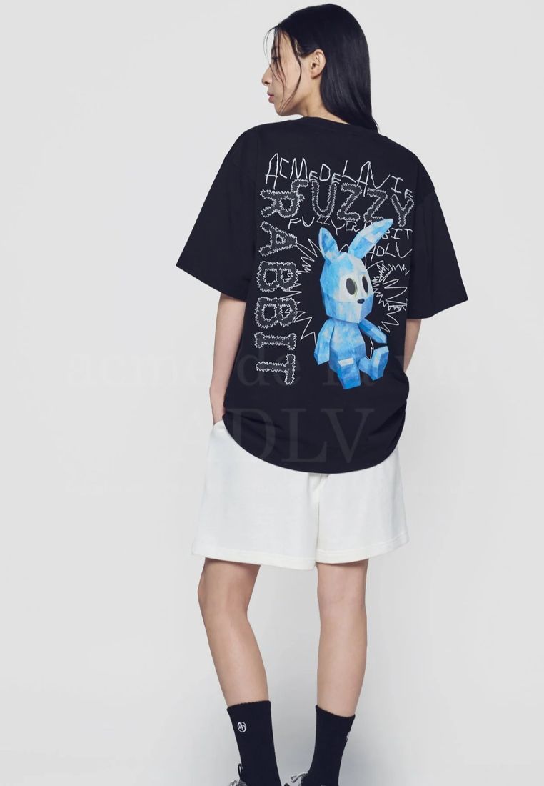 Retro Rabbit Short Sleeve T-Shirt Black