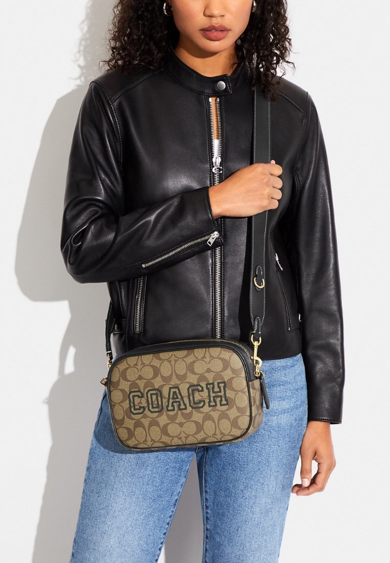 Jamie Camera Bag In Signature Canvas With Varsity Motif