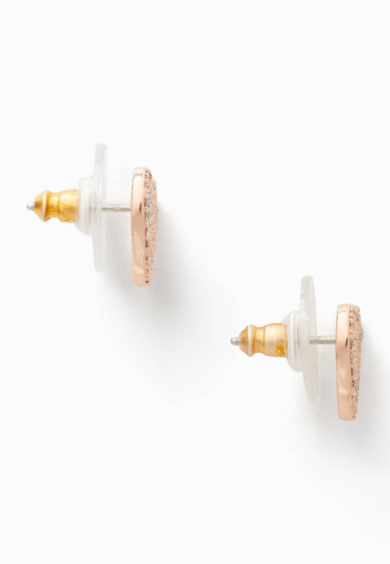 Yours Truly Pave Heart Studs Rose Gold
