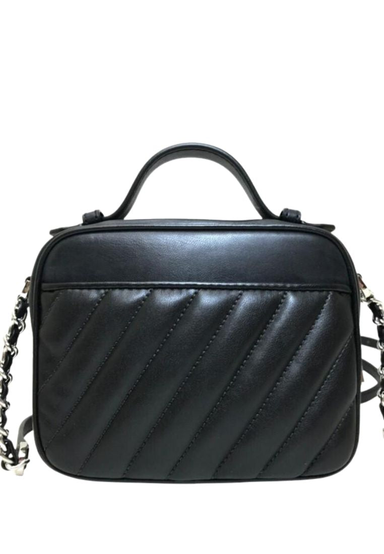 Small Rose Top Handle Leather Satchel Black