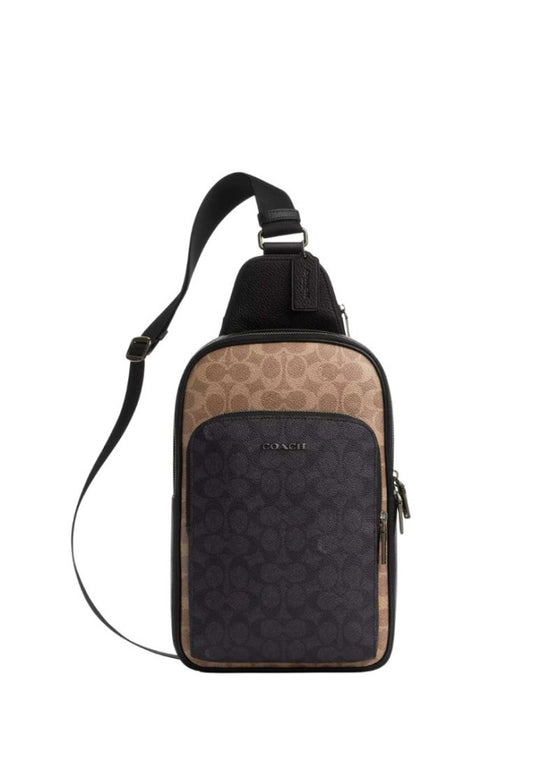 Ethan Pack In Blocked Signature Canvas Tan Charcoal Black