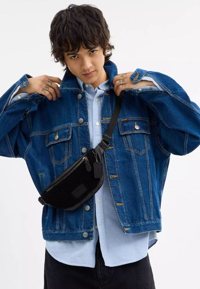 Warren Mini Belt Bag In Signature Canvas Black Copper Charcoal Black