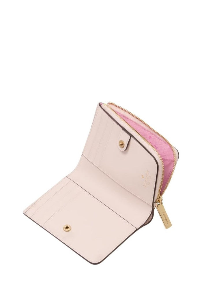 Boxed Madison Heart Studs Small L-Zip Wallet Powdered Sugar