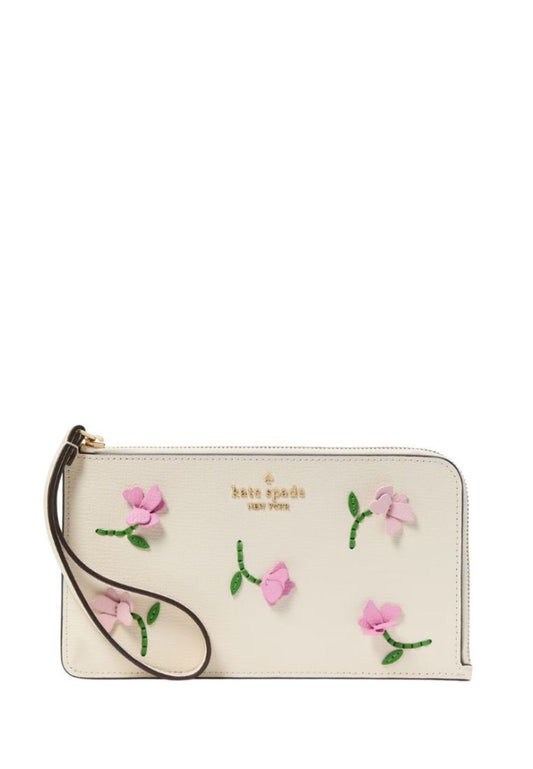 Lucy Applique Medium L-Zip Wristlet Meringue Multi