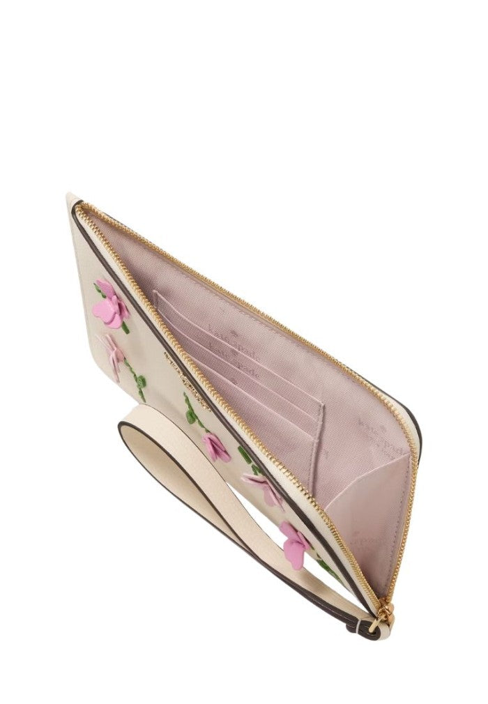 Lucy Applique Medium L-Zip Wristlet Meringue Multi