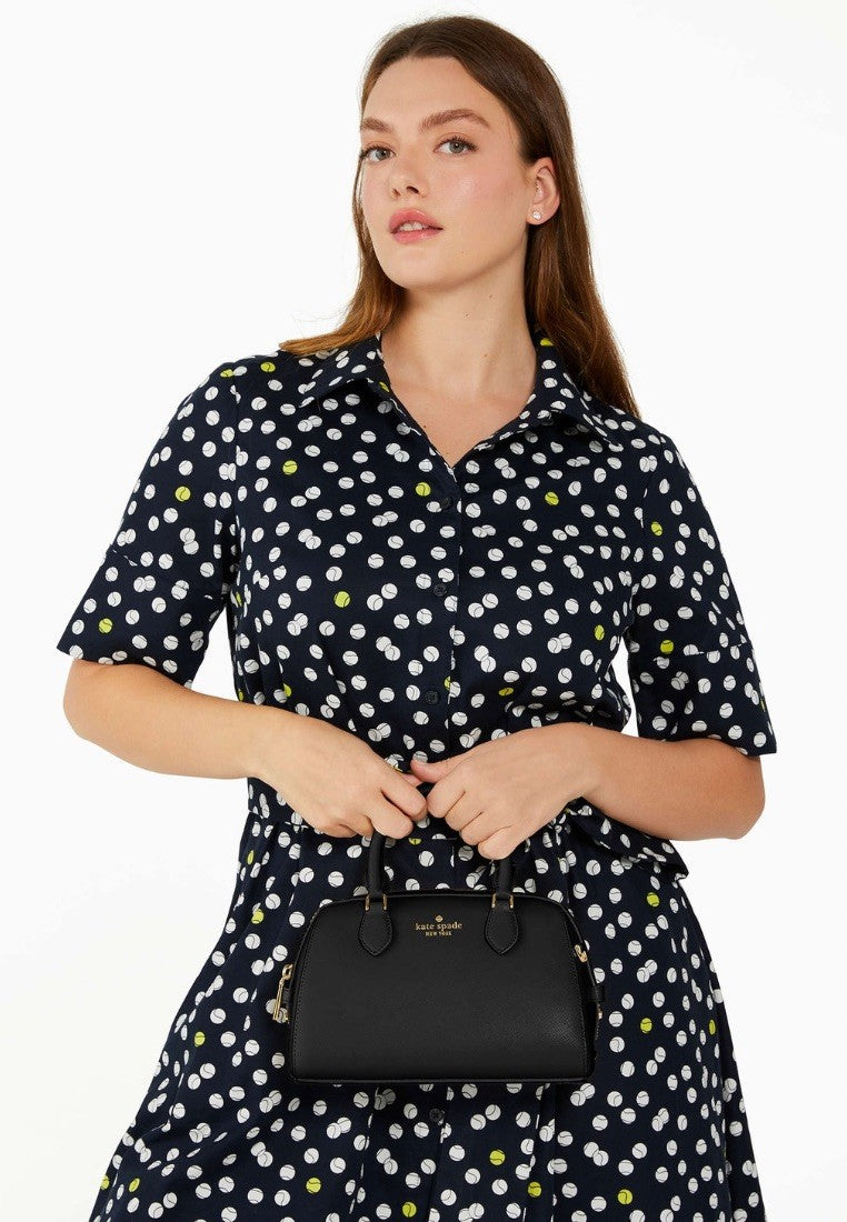 Madison Saffiano Leather Duffle Crossbody Black