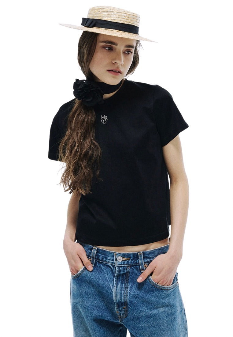 Premium Supima TShirt Small Logo MRCD Black Beige
