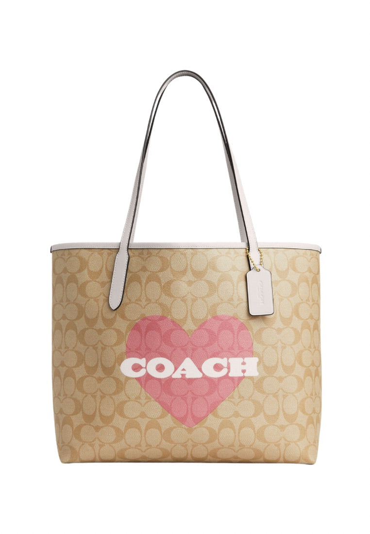 City Tote In Signature Canvas With Heart Print