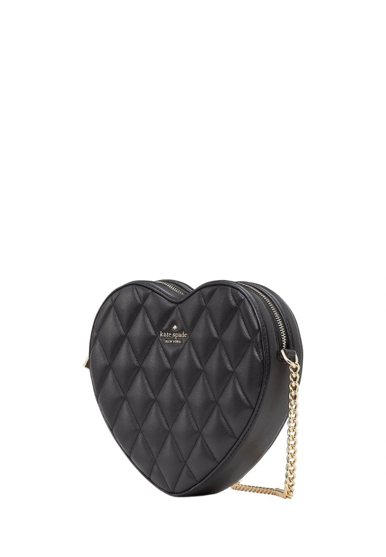 Love Shack Quilted Heart Crossbody Purse Black