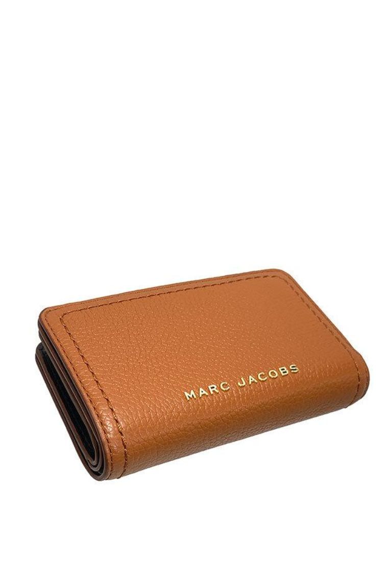 Topstitched Compact Zip Wallet Smoked Almond