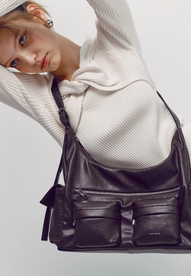 Pocket Mug Bag L Nappa Chocolate