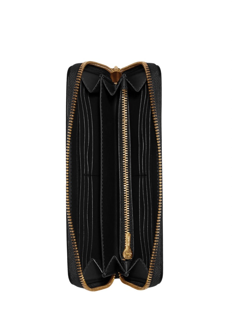 Long Zip Around Wallet In Signature Canvas Khaki Black