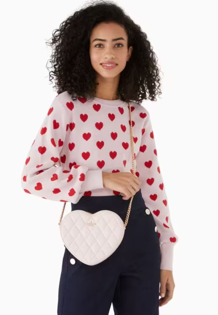 Love Shack Quilted Heart Crossbody Purse Light Rosebud