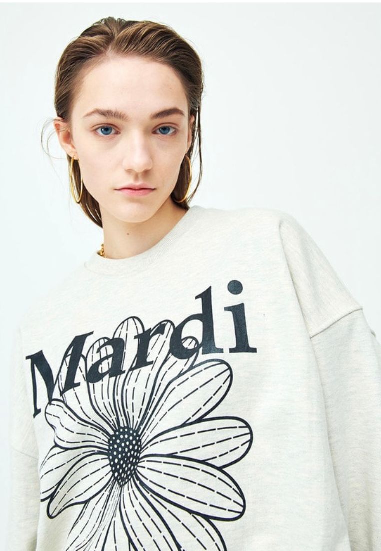Sweatshirt Flower Mardi Oatmeal Black