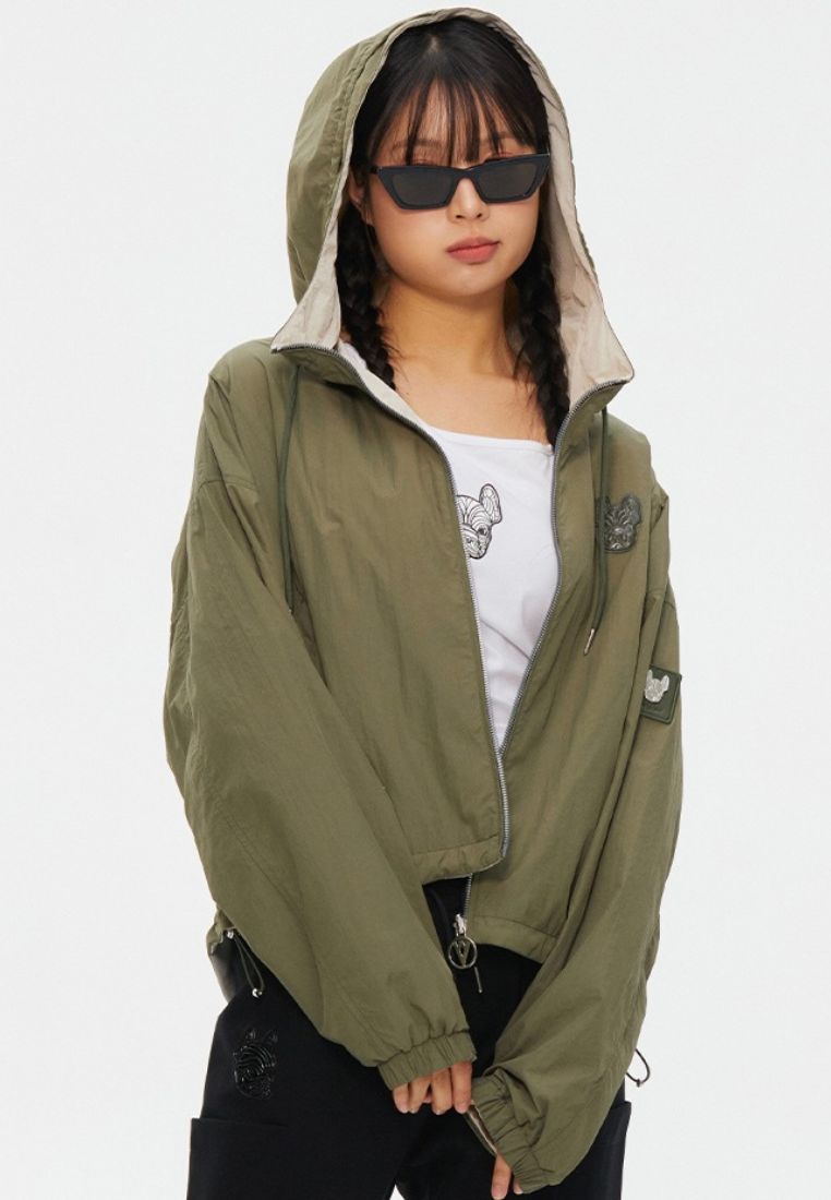 Reversible Zip-Up Hoodie light khaki