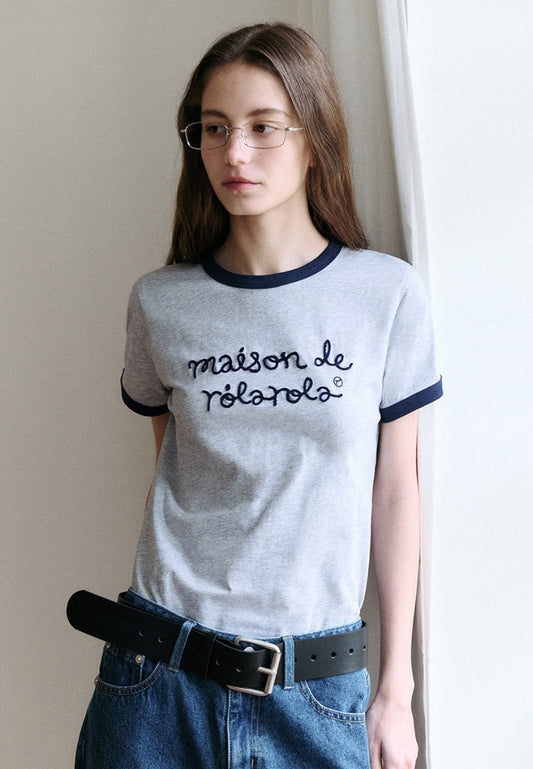 Maison De Rola Ringer T-Shirt Gray Navy