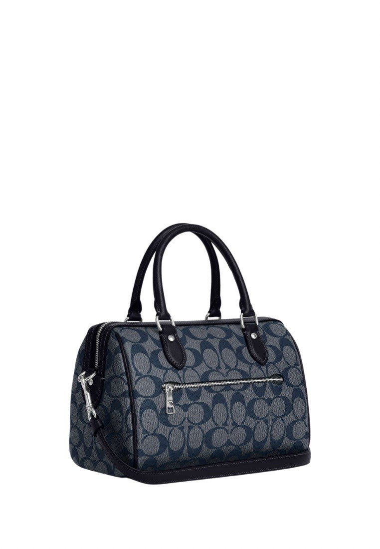 Rowan Satchel Bag In Signature Canvas Denim Midnight Navy