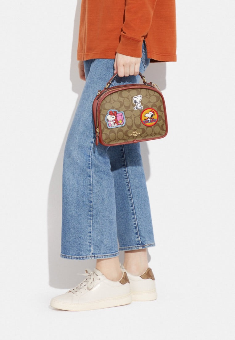 Coach X Peanuts Lunch Pail In Signature Canvas With Patches