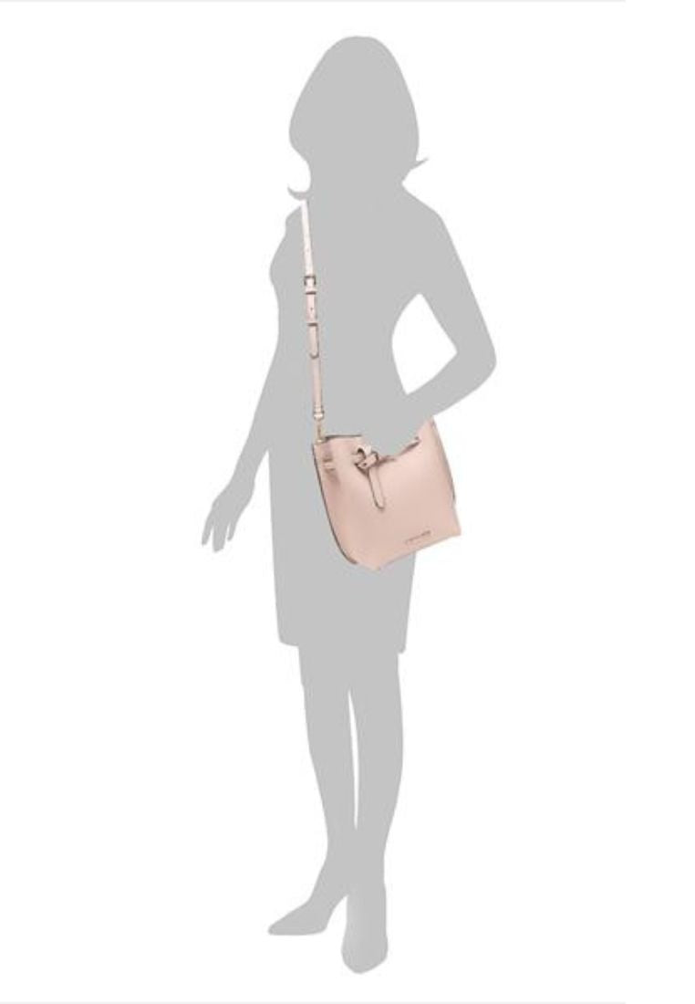 Emilia Small Pebbled Leather Bucket Bag Powder Blush