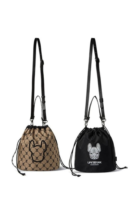Jacquard Reversible Bucket Bag Pattern Beige