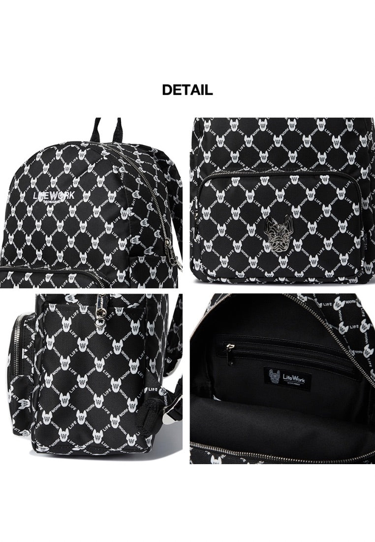 Jacquard Monogram Basic Backpack Pattern Black
