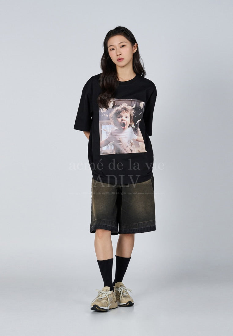 Baby Face Scream Boy Short Sleeve T-Shirt Black